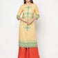 Aniyah Rayon Digital Screen Print Golden Beige Straight Kurta - Swadesiicart