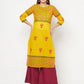 Aniyah Mustard Cotton Block Print Straight Kurta - Swadesiicart