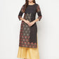 Aniyah Black Color Cotton Block Print Straight Kurta - Swadesiicart