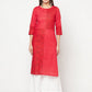 Aniyah Cotton Block Print Red Color Straight Kurta - Swadesiicart