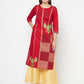 Aniyah Cotton Foil Print Maroon Straight Kurta - Swadesiicart