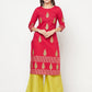 Aniyah Cotton Block Print Fuchsia Color Straight Kurta - Swadesiicart