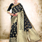 Vardha Black Woven Zari Drops Banarasi Saree | Swadesiicart
