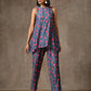 trueBrowns Blue Pink Printed Silk Co-Ord Set - Swadesiicart