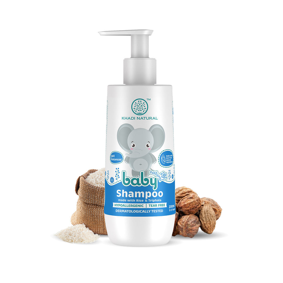 Khadi Natural Baby Hair Cleanser Made with Rice and Triphala, Tear-free Baby Shampoo - 200ml