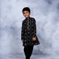 Ahalyaa Boys Black Chanderi Gold Printed Kids Kurta Churidar Set | Swadesiicart