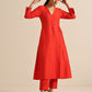 trueBrowns Orange Dupion Blend Angrakha Kurta Pant Set | Swadesiicart