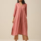 trueBrowns Light Mauve Slub Texture Neck Pleat Kurta Pant Set | Swadesiicart