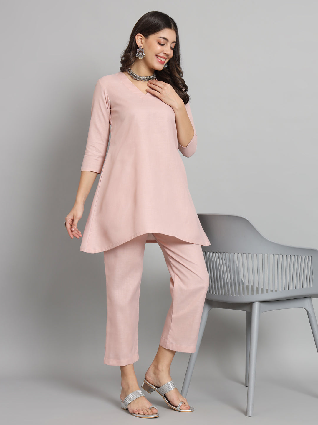 Fab Fashion Rosy Pink Co-Ord Set - Swadesiicart