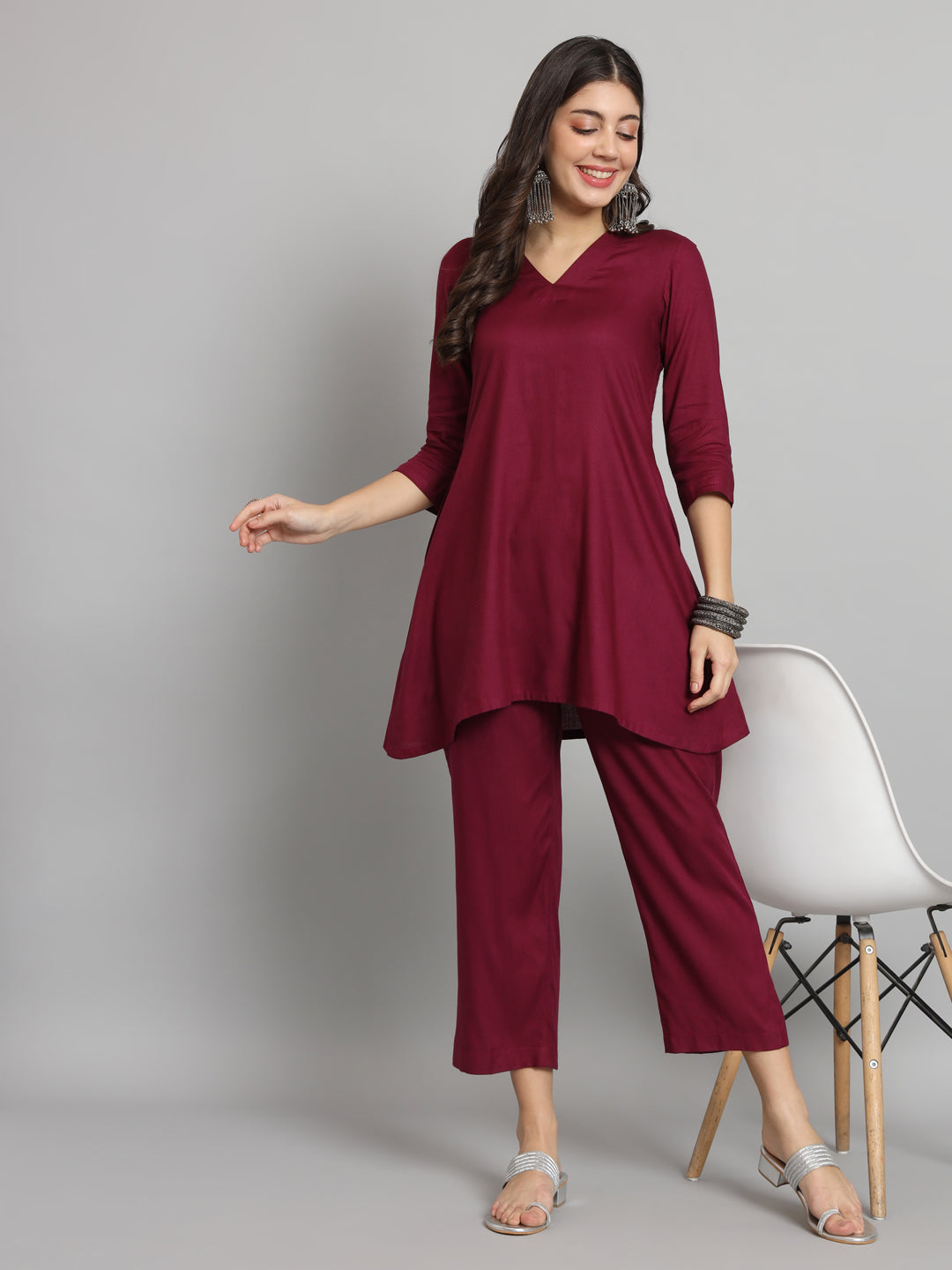 Fab Fashion Maroon Co-Ord Set - Swadesiicart
