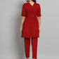 Fab Fashion Cherry Red Co-Ord set - Swadesiicart