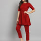Fab Fashion Cherry Red Co-Ord set - Swadesiicart