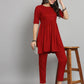 Fab Fashion Cherry Red Co-Ord set - Swadesiicart