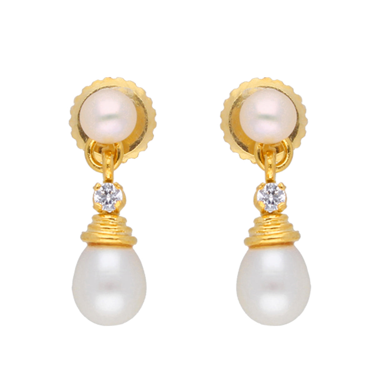 J Pearls Button Drop Pearl Set - Real Pearl Jewelry - Swadesiicart