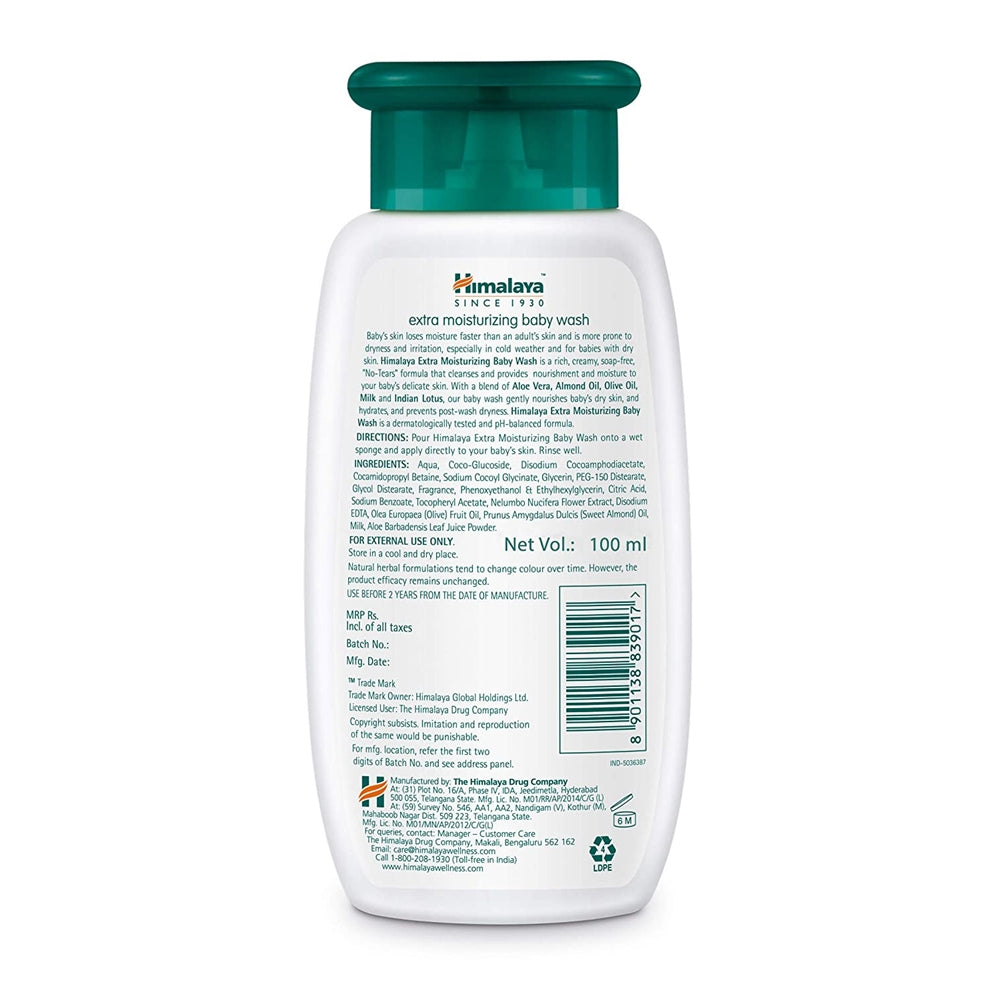 Himalaya Extra Moisturizing Baby Wash | Deep Hydration Ayurvedic Body Wash for Dry Baby Skin - Swadesiicart