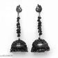 Tehzeeb Creations Women's Black Colour Oxidised Peacock Design Earrings | Swadesiicart
