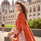 Anaita Orange Silk Stitched Suit With Embroidery Work