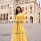 Anaita Yellow Georgette Stitched Suit With Embroidery & Beats Work