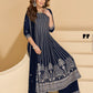 Anaita Navy Faux Georgette Stitched Plazzo Suit with Sequence Work