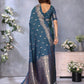 Anaita Blue Premium Banarasi Tissue Silk Saree With Gala Weaving Work