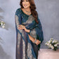 Anaita Blue Premium Banarasi Tissue Silk Saree With Gala Weaving Work