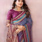 Anaita Dusty Blue Handloom Kalamkari Silk Saree With Zari Woven Work