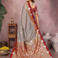 Anaita Grey Handloom Kalamkari Silk Saree With Zari Woven Work