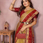 Anaita Gold Handloom Kalamkari Silk Saree With Zari Woven Work