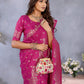 Anaita Rani Pink Premium Banarasi Tissue Silk Saree With Gala Weaving Work