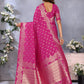 Anaita Rani Pink Premium Banarasi Tissue Silk Saree With Gala Weaving Work