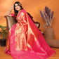 Anaita Peach Tissue Silk Saree With Weaving Zari Work