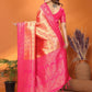 Anaita Peach Tissue Silk Saree With Weaving Zari Work