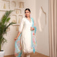 Lorenvalley Offwhite Chanderi Cotton Embroidered Work Kurta Set | Swadesiicart