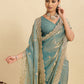 Lorenvalley Fashion Seagreen Fendy Satin with Embroidery Double Sequence Work Saree with Blouse - Swadesiicart
