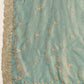 Lorenvalley Fashion Seagreen Fendy Satin with Embroidery Double Sequence Work Saree with Blouse - Swadesiicart