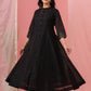 Juniper Womens Black Chanderi Solid Kalidar Kurta - Swadesiicart