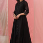 Juniper Womens Black Chanderi Solid Kalidar Kurta - Swadesiicart