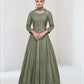 Anaita Light Olive Embroidered Vichitra Silk Stitched Anarkali Suit