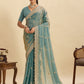 Lorenvalley Fashion Seagreen Fendy Satin with Embroidery Double Sequence Work Saree with Blouse - Swadesiicart