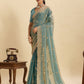 Lorenvalley Fashion Seagreen Fendy Satin with Embroidery Double Sequence Work Saree with Blouse - Swadesiicart