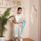Lorenvalley Offwhite Chanderi Cotton Embroidered Work Kurta Set | Swadesiicart
