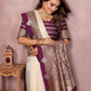 Anaita Beige Handloom Kalamkari Silk Saree With Zari Woven Work
