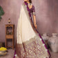 Anaita Beige Handloom Kalamkari Silk Saree With Zari Woven Work