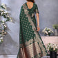Anaita Dark Green Premium Banarasi Tissue Silk Saree With Gala Weaving Work