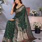 Anaita Dark Green Premium Banarasi Tissue Silk Saree With Gala Weaving Work