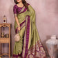Anaita Green Handloom Kalamkari Silk Saree With Zari Woven Work
