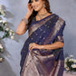 Anaita Dark Navy Blue Premium Banarasi Tissue Silk Saree With Gala Weaving Work