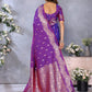 Anaita Purple Premium Banarasi Tissue Silk Saree With Gala Weaving Work