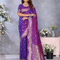 Anaita Purple Premium Banarasi Tissue Silk Saree With Gala Weaving Work