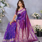 Anaita Purple Premium Banarasi Tissue Silk Saree With Gala Weaving Work